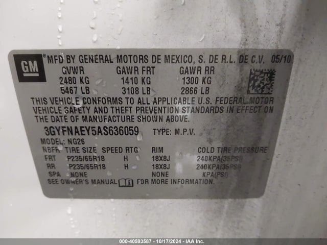 2010 CADILLAC SRX 3GYFNAEY5AS636059 Photo 8