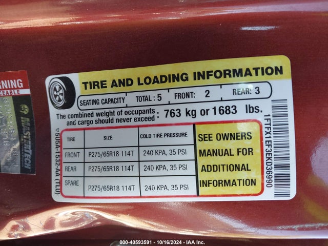 Ford F-150 Xlt 2014 1FTFX1EF3EKD36990 Image 9