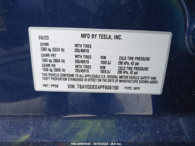 2023 TESLA MODEL Y 7SAYGDEE4PF806190 Photo 8