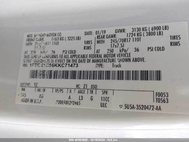 Ford F-150 Xl 2019 1FTEX1C56KKC71473 Image 9