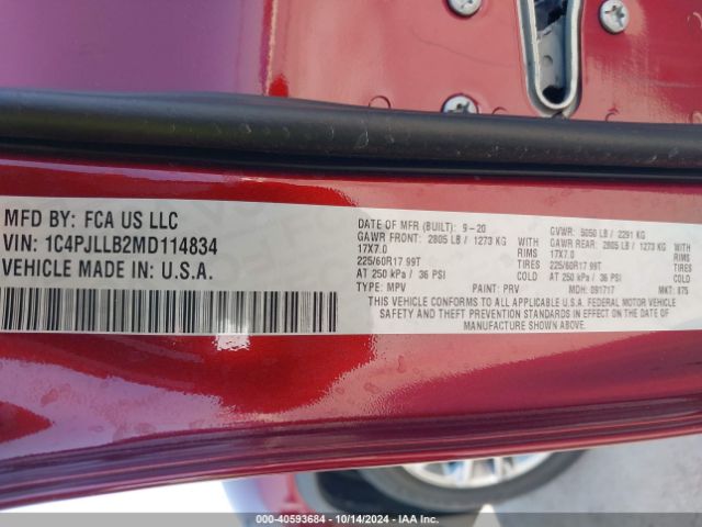 1C4PJLLB2MD114834 Jeep Cherokee Latitude Plus Fwd
