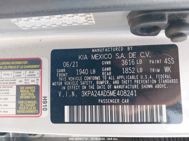 KIA RIO S 2021 3KPA24AD5ME408241 Image 9