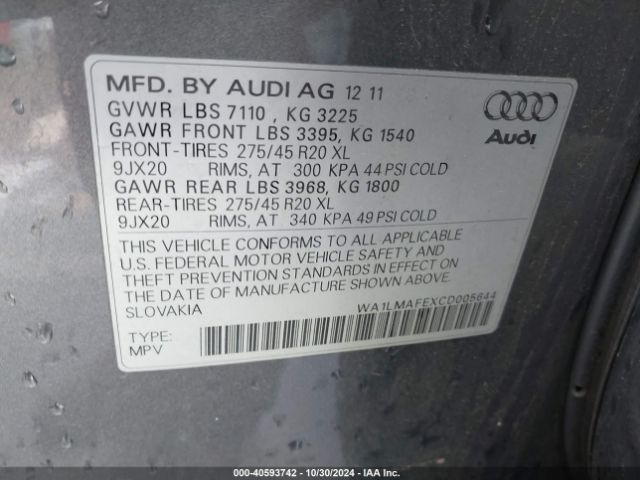 2012 AUDI Q7 WA1LMAFEXCD005644 Photo 8