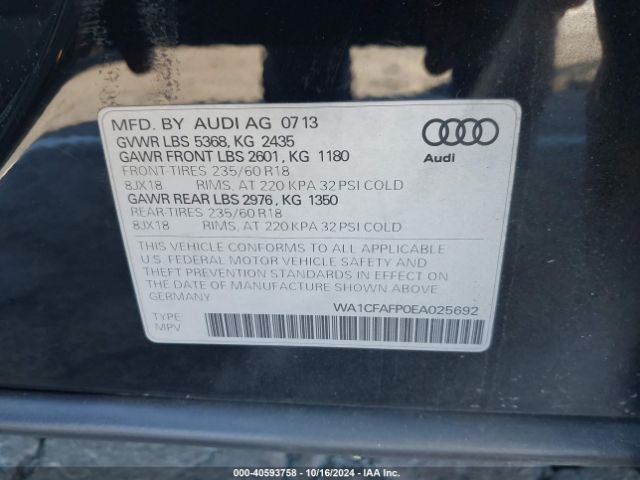 2014 AUDI Q5 wa1cfafp0ea025692 Photo 8