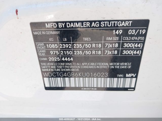 WDCTG4GB6KU016023 Mercedes-Benz Gla 250 4matic