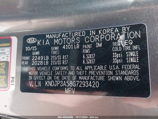 KIA SOUL + 2016 KNDJP3A58G7293420 Image 9