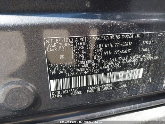 Toyota Rav4 Xle 2021 2T3W1RFV1MW137125 Image 9