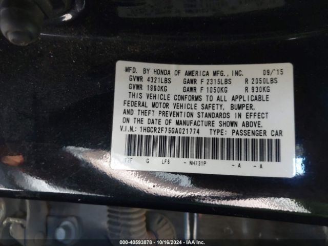 1HGCR2F75GA021774 Honda ACCORD EX