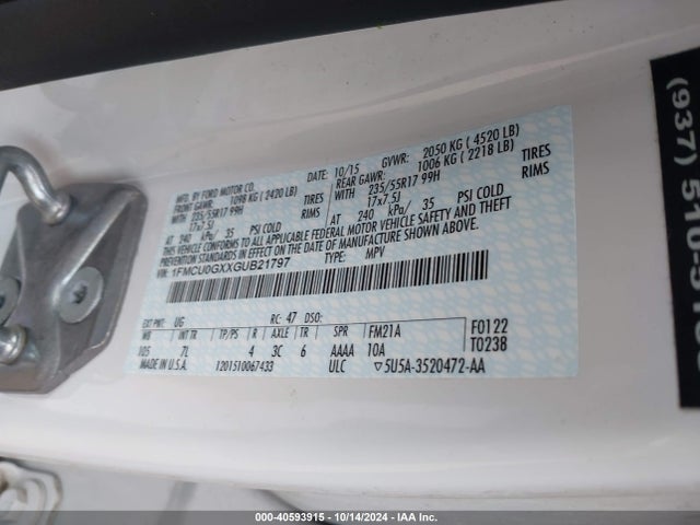 Ford ESCAPE SE 2016 1FMCU0GXXGUB21797 Image 9