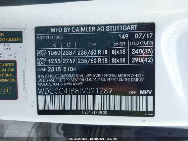 WDC0G4JB8JV021289 Mercedes-Benz GLC 300