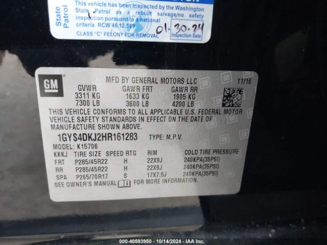 1GYS4DKJ2HR161283 Cadillac Escalade Platinum