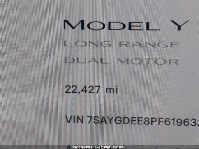 7SAYGDEE8PF619633 Tesla Model Y Awd/long Range Dual Motor All-wheel Drive