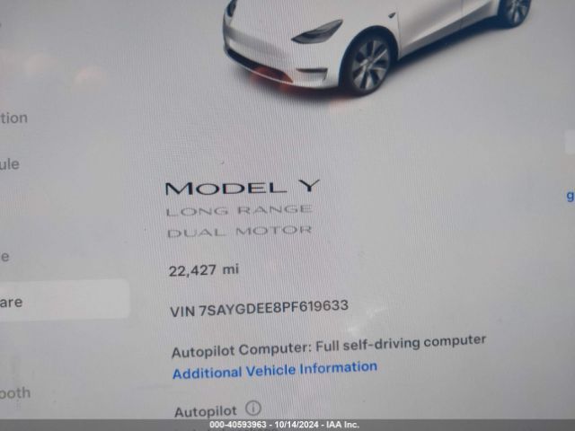 7SAYGDEE8PF619633 Tesla Model Y Awd/long Range Dual Motor All-wheel Drive
