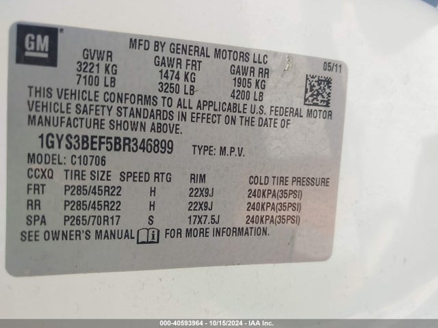 2011 CADILLAC ESCALADE 1GYS3BEF5BR346899 Photo 8