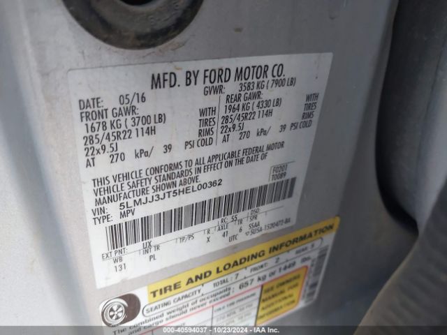 5LMJJ3JT5HEL00362 Lincoln Navigator L Select