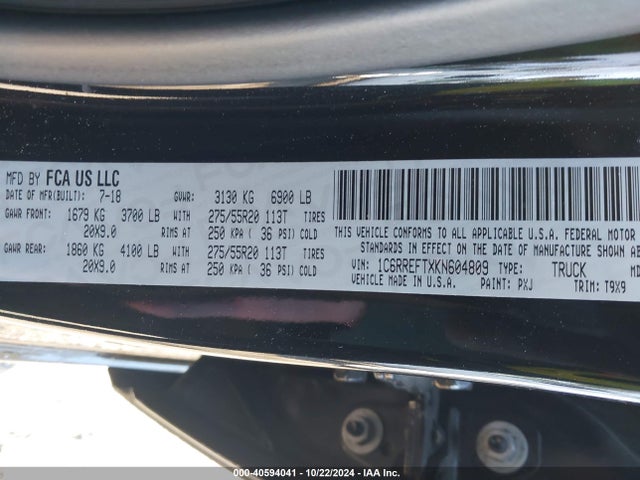 1C6RREFTXKN604809 RAM 1500 Big Horn/lone Star  4x2 5'7 Box