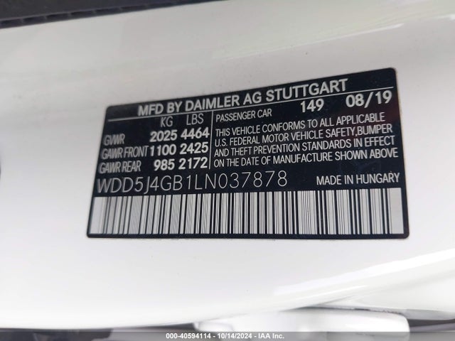 WDD5J4GB1LN037878 Mercedes-Benz CLA 250
