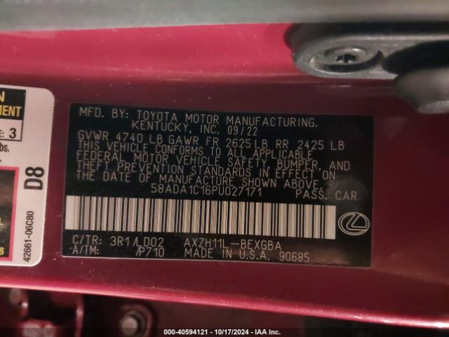 58ADA1C16PU027171 Lexus ES 300H