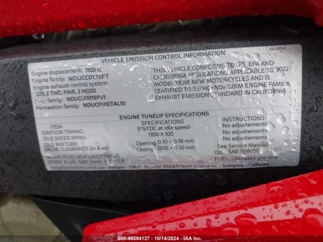 2022 DUCATI STREETFIGHTER ZDMFAKNW1NB008527 Photo 9