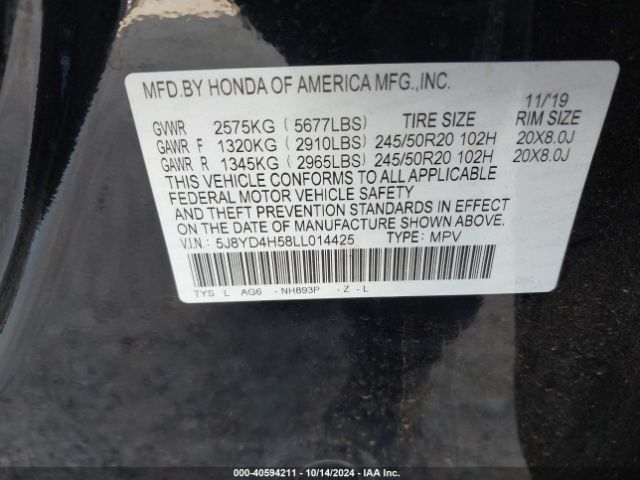 5J8YD4H58LL014425 Acura Mdx Technology Package