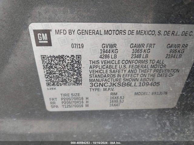Chevrolet Trax Fwd Ls 2020 3GNCJKSB6LL109405 Image 9