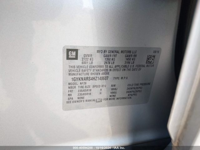 1GYKNARS4HZ140607 Cadillac Xt5 Standard