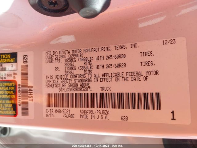5TFLA5ABXRX032871 Toyota Tundra Sr5