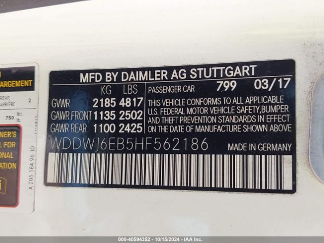WDDWJ6EB5HF562186 Mercedes-Benz Amg C 43 4matic