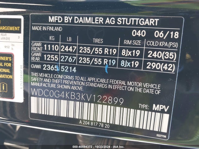 WDC0G4KB3KV122899 Mercedes-Benz Glc 300 4matic