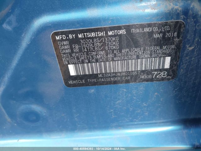 ML32A3HJ4JH011657 Mitsubishi MIRAGE ES