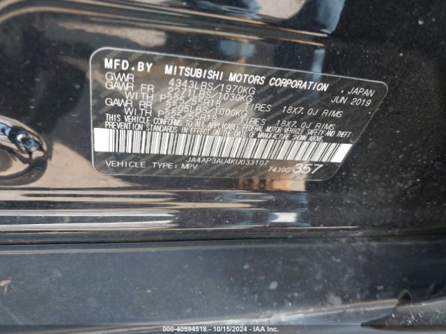 JA4AP3AU4KU033107 Mitsubishi Outlander Sport 2.0 Es