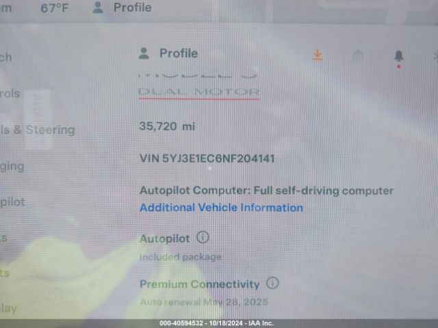 5YJ3E1EC6NF204141 Tesla Model 3 Performance Dual Motor All-wheel Drive