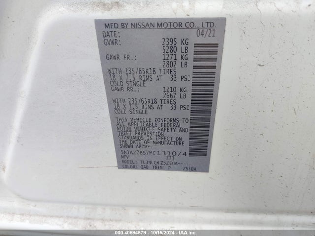Nissan Murano Sv Intelligent Awd 2021 5N1AZ2BS7MC131074 Image 9