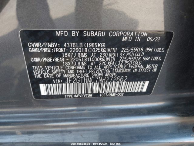 JF2GTHMC7NH272662 Subaru Crosstrek Limited