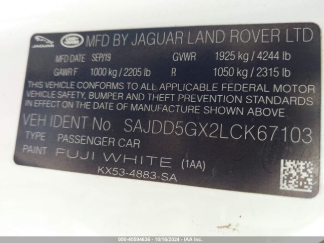 SAJDD5GX2LCK67103 Jaguar F-type Checkered Flag Rwd Automatic/p300 Rwd Automatic