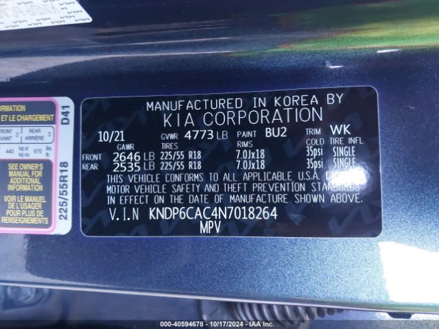 KNDP6CAC4N7018264 KIA Sportage Nightfall Edition