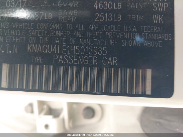 KNAGU4LE1H5013935 KIA Optima Hybrid Ex