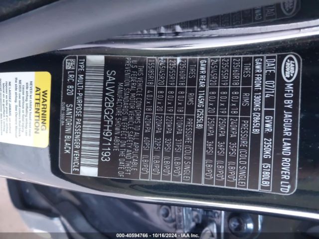 SALVV2BG2FH971193 Land Rover Range Rover Evoque Prestige