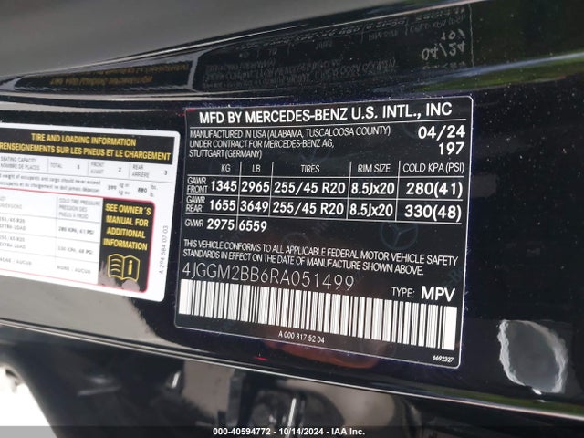 4JGGM2BB6RA051499 Mercedes-Benz Eqe 350+ Suv