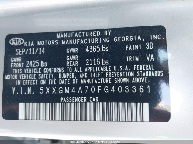 5XXGM4A70FG403361 KIA Optima Lx