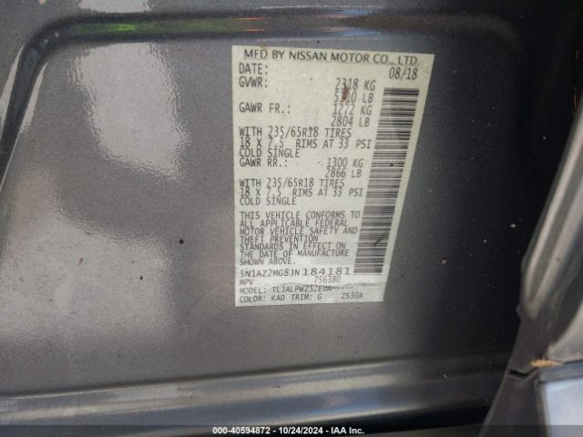5N1AZ2MG8JN184181 Nissan MURANO S