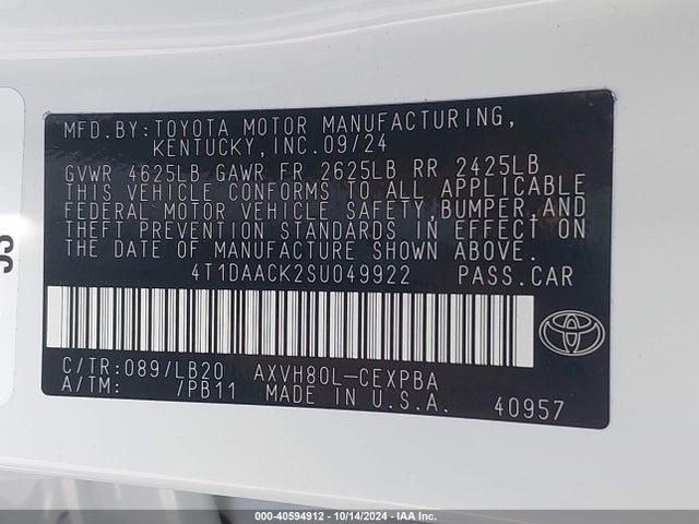 Toyota CAMRY XSE 2025 4T1DAACK2SU049922 Image 9
