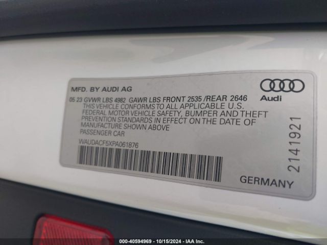 WAUDACF5XPA061876 Audi A5 Sportback Premium 45 Tfsi S Line Quattro S Tronic