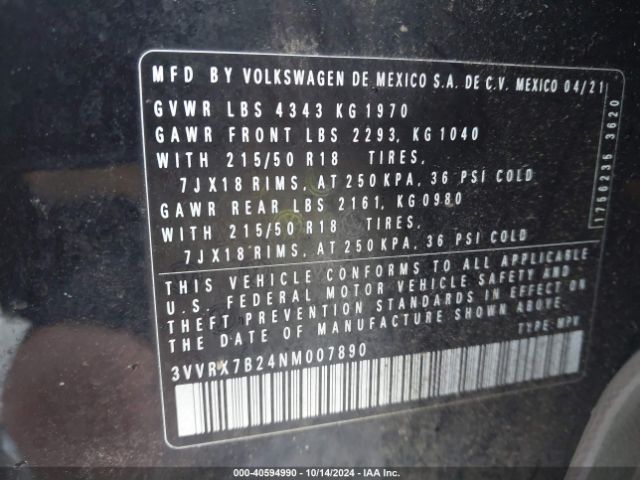 2022 VOLKSWAGEN TAOS 3VVRX7B24NM007890 Photo 8
