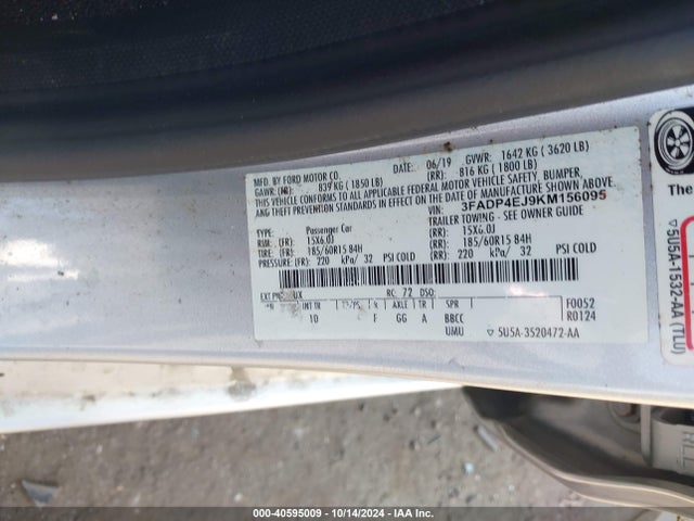 Ford FIESTA SE 2019 3FADP4EJ9KM156095 Image 9