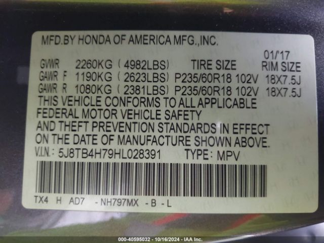 5J8TB4H79HL028391 Acura Rdx Advance Pkg