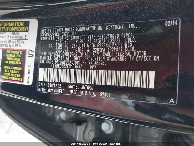 Toyota Venza Xle V6 2014 4T3BK3BB2EU103667 Image 9