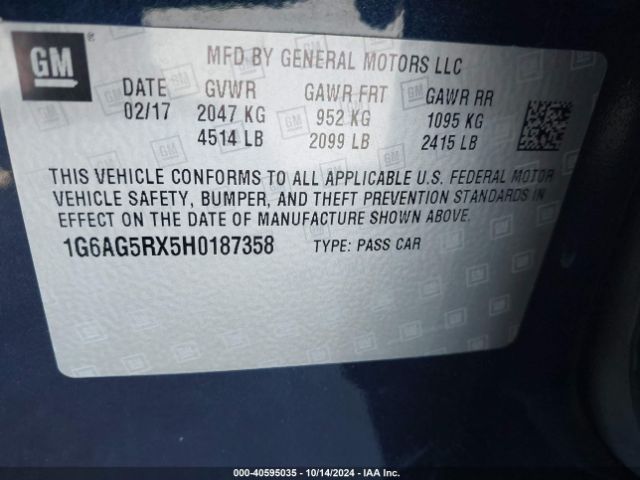 1G6AG5RX5H0187358 Cadillac Ats Standard