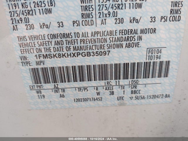 Ford Explorer St-line 2023 1FMSK8KHXPGB35097 Image 9