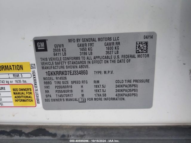 1GKKRRKD7EJ334860 GMC Acadia Slt-1